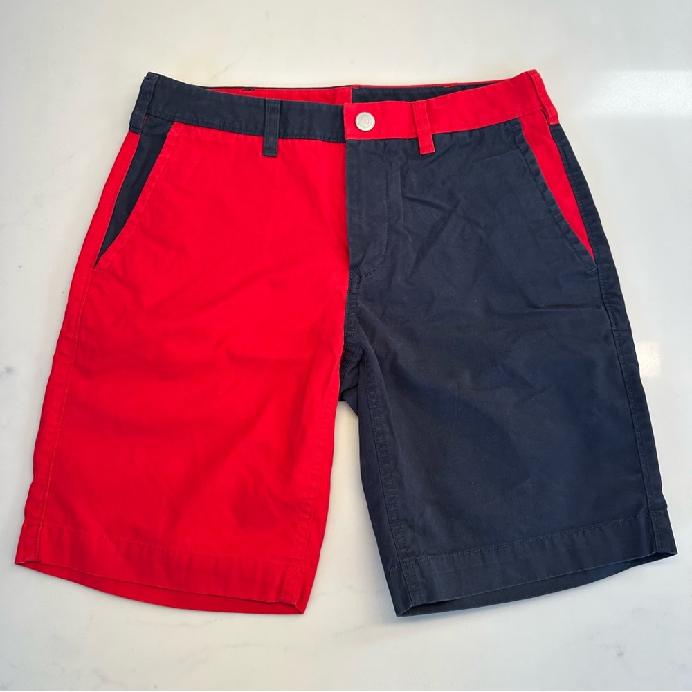 Bonobos Chino Navy & Red Panel Shorts 29